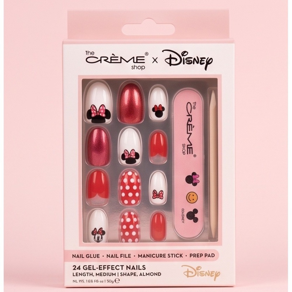 The Crème Shop x Disney Minnie Mouse Almond Gel Effect Press On Nails Red White